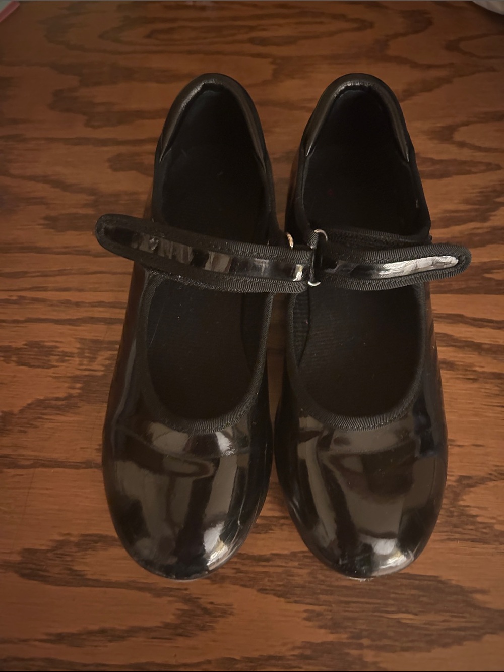 Girls' Black Tap Shoes with Strap